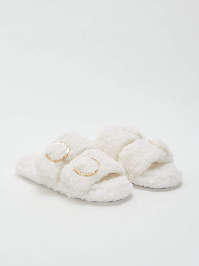 Pantufas com tira dupla forradas Bege - Kiabi