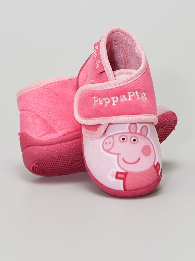 Pantufas com tiras de velcro 'Porquinha Peppa' Rosa - Kiabi