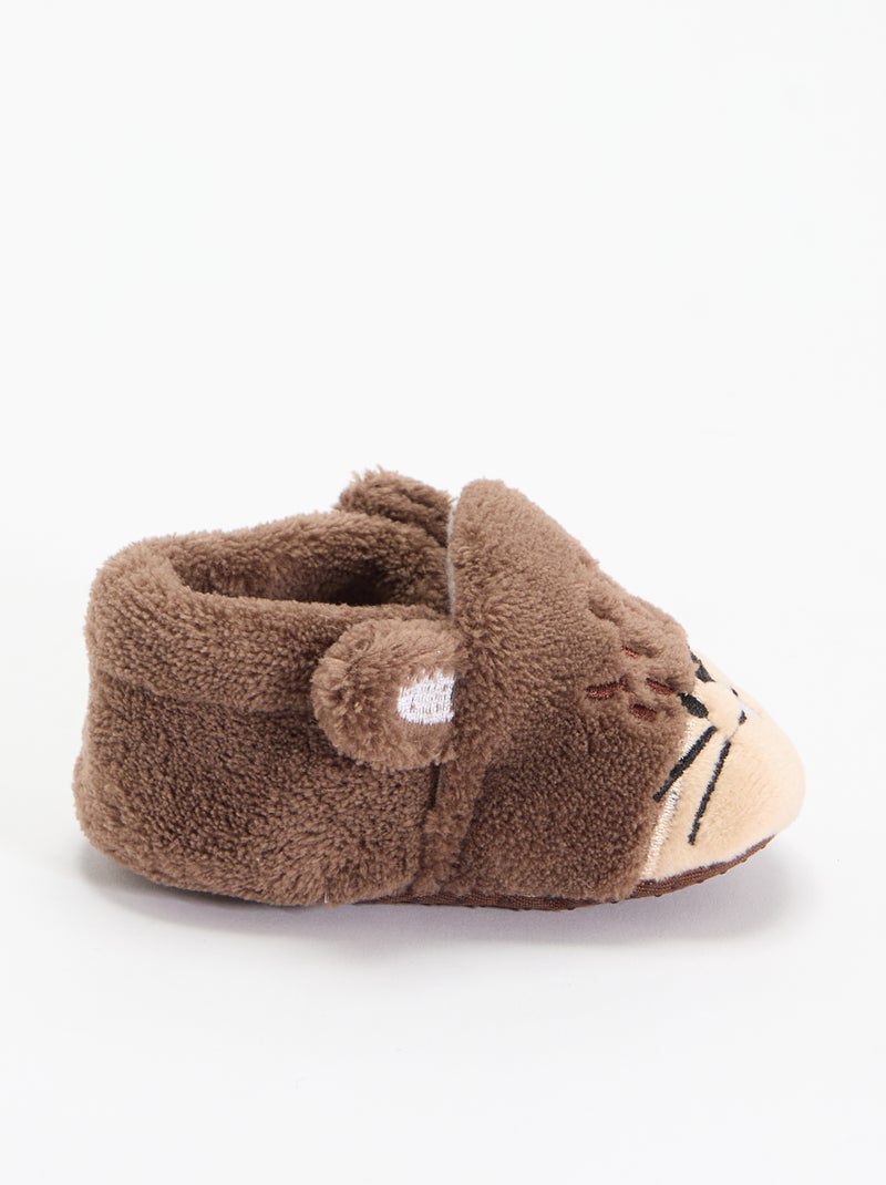 Pantufas de animais quentinhas Castanho - Kiabi