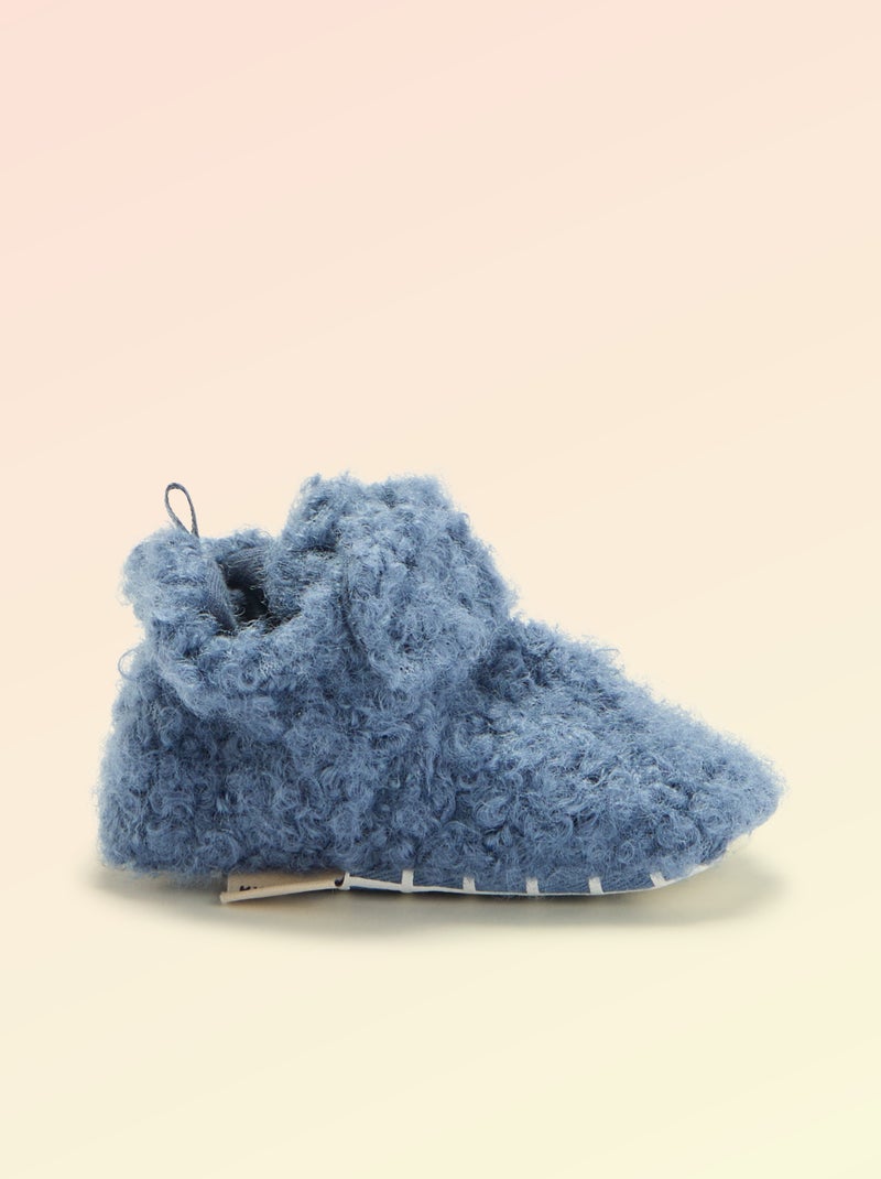 Pantufas de cano alto com efeito carneiro - 'Kitchoun' Azul - Kiabi
