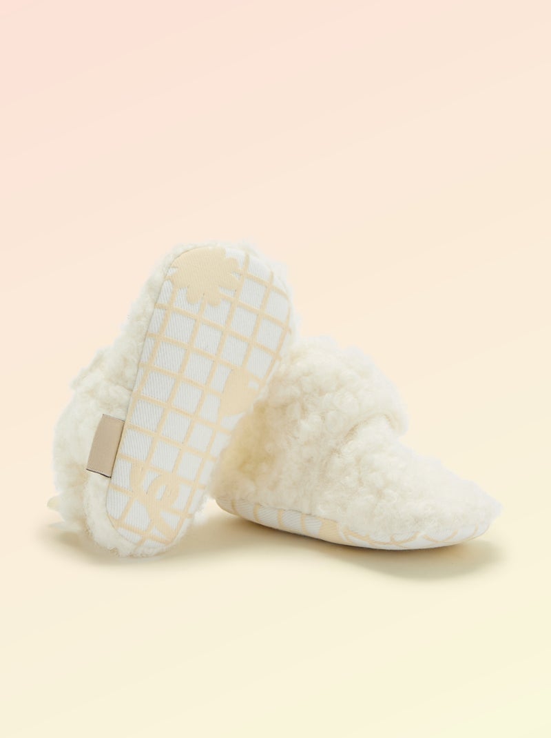 Pantufas de cano alto com efeito carneiro - 'Kitchoun' Bege - Kiabi