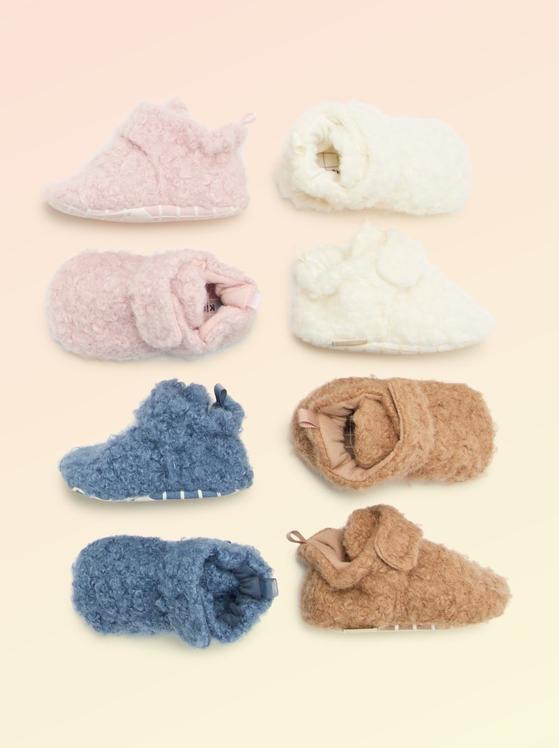 Pantufas de cano alto com efeito carneiro - 'Kitchoun' Bege - Kiabi