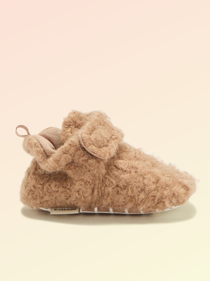 Pantufas de cano alto com efeito carneiro - 'Kitchoun' Castanho - Kiabi