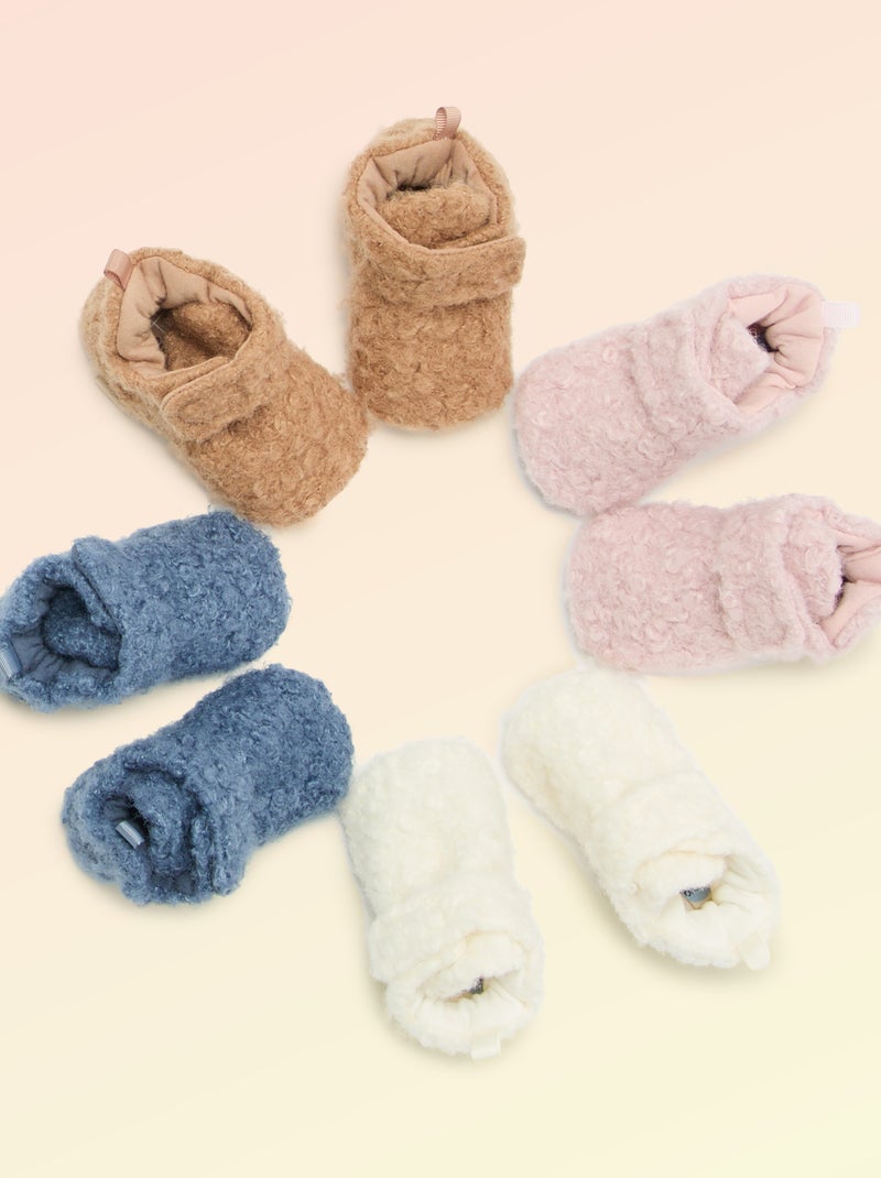 Pantufas de cano alto com efeito carneiro - 'Kitchoun' Rosa - Kiabi