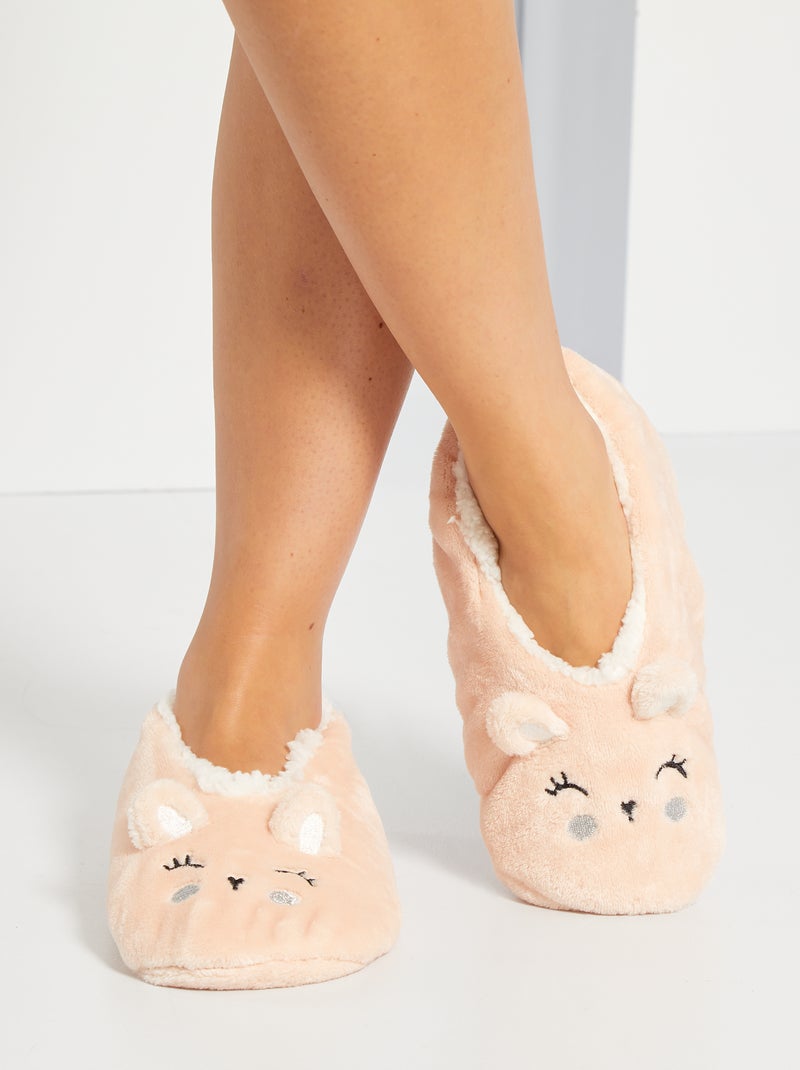 Pantufas de fantasia em malha peluche ROSA - Kiabi