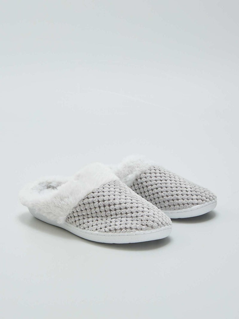 Pantufas de malha suave CINZA - Kiabi