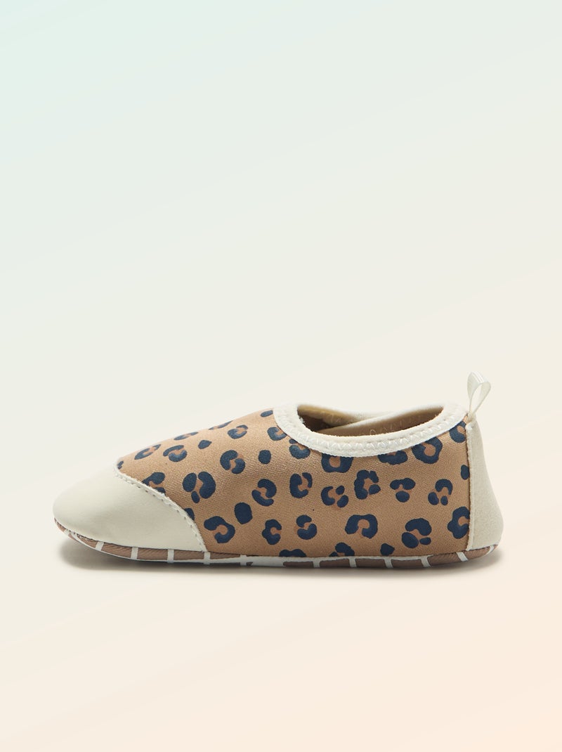 Pantufas de motricidade 2 'para gatinhar' - Kitchoun Bege - Kiabi