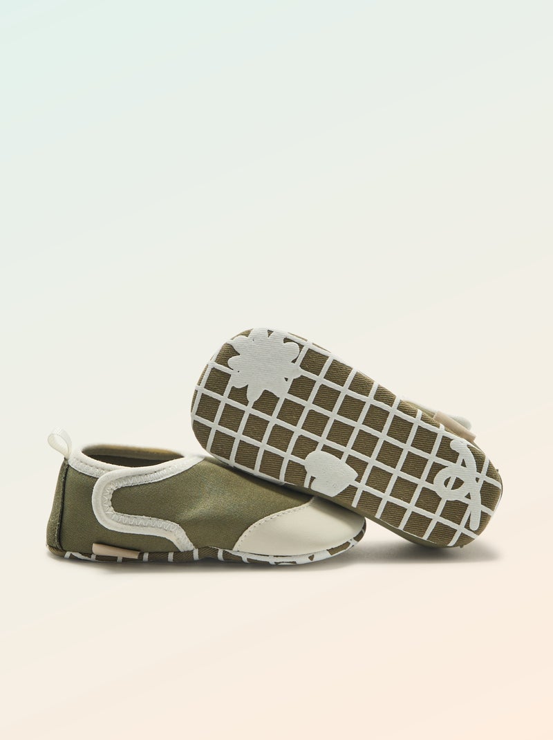 Pantufas de motricidade 2 'para gatinhar' - Kitchoun Verde - Kiabi