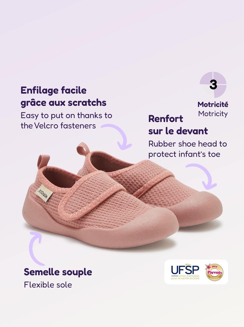 Pantufas de motricidade 3 para os primeiros passos - Kitchoun Rosa - Kiabi