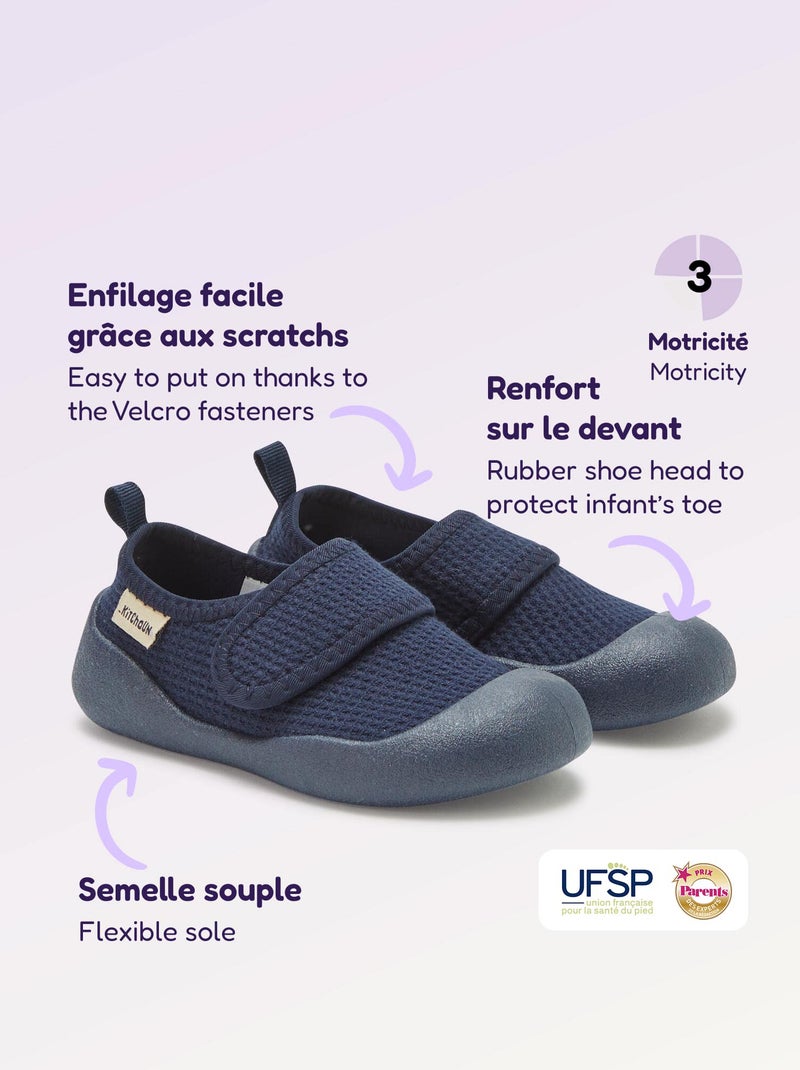 Pantufas de motricidade 3 'primeiros passos' - Kitchoun Azul - Kiabi