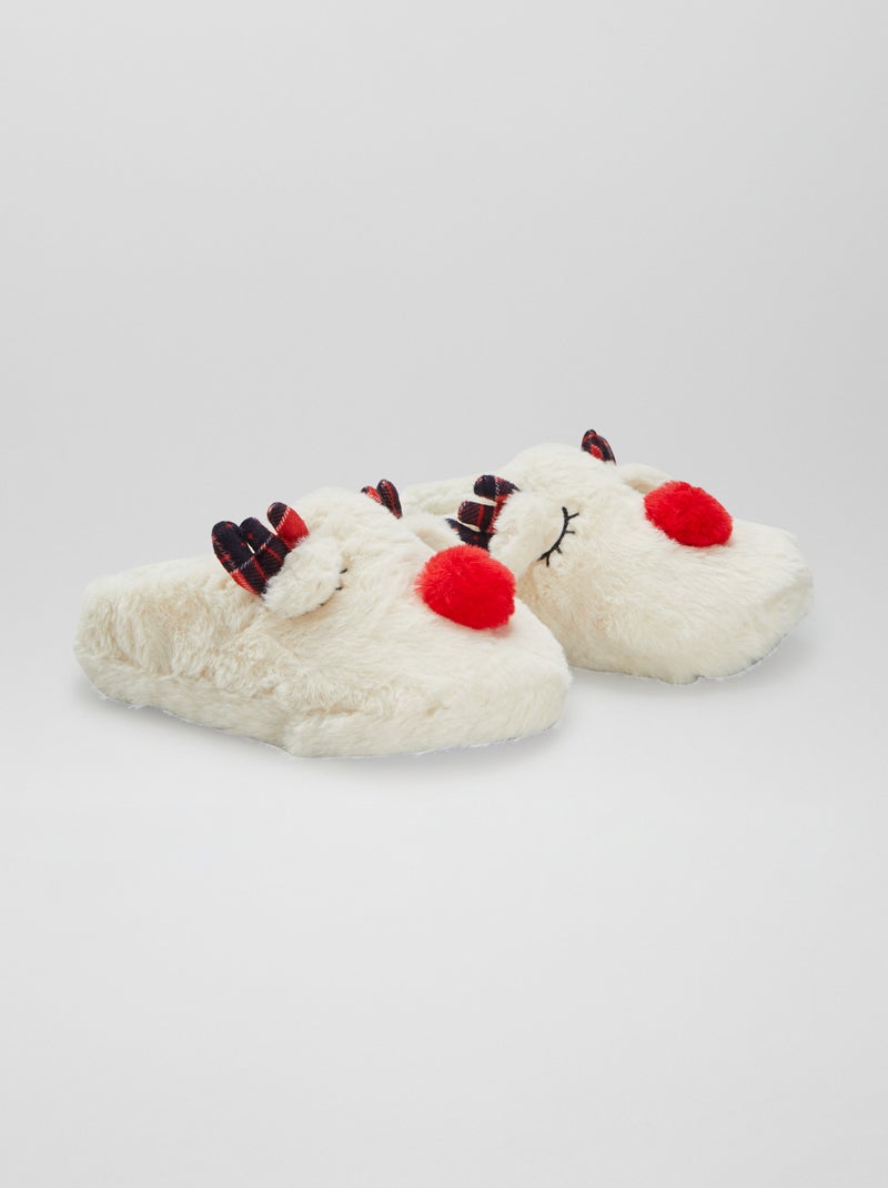 Pantufas de Natal efeito lã de carneiro BEGE - Kiabi