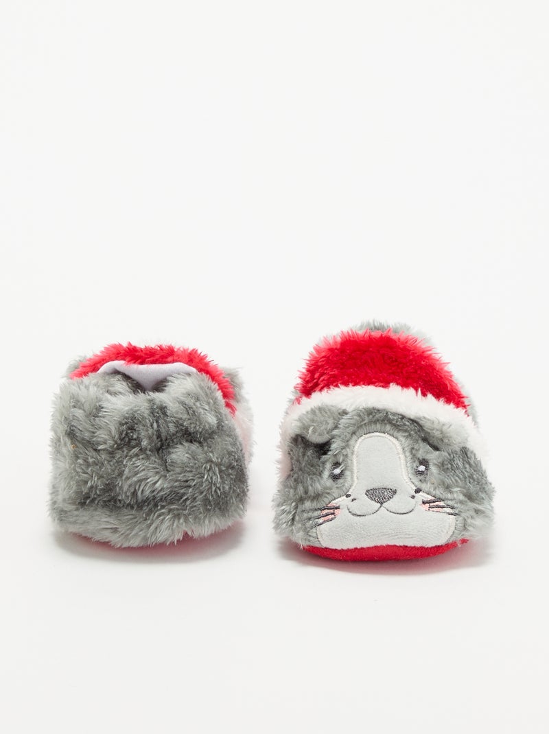 Pantufas de Natal 'gato' Cinza - Kiabi