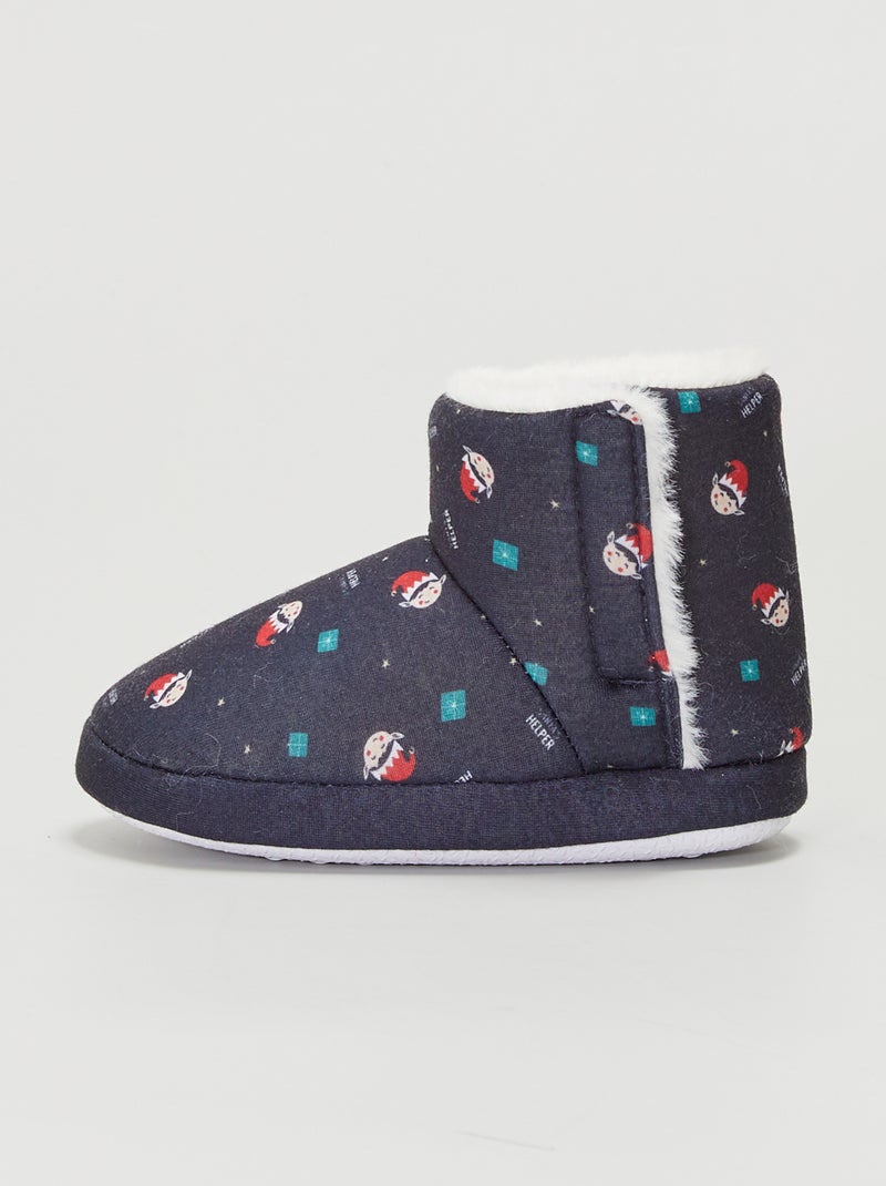 Pantufas de Natal tipo bota forradas AZUL - Kiabi