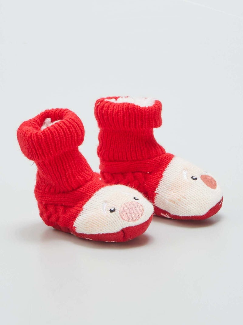 Pantufas de tricô VERMELHO - Kiabi