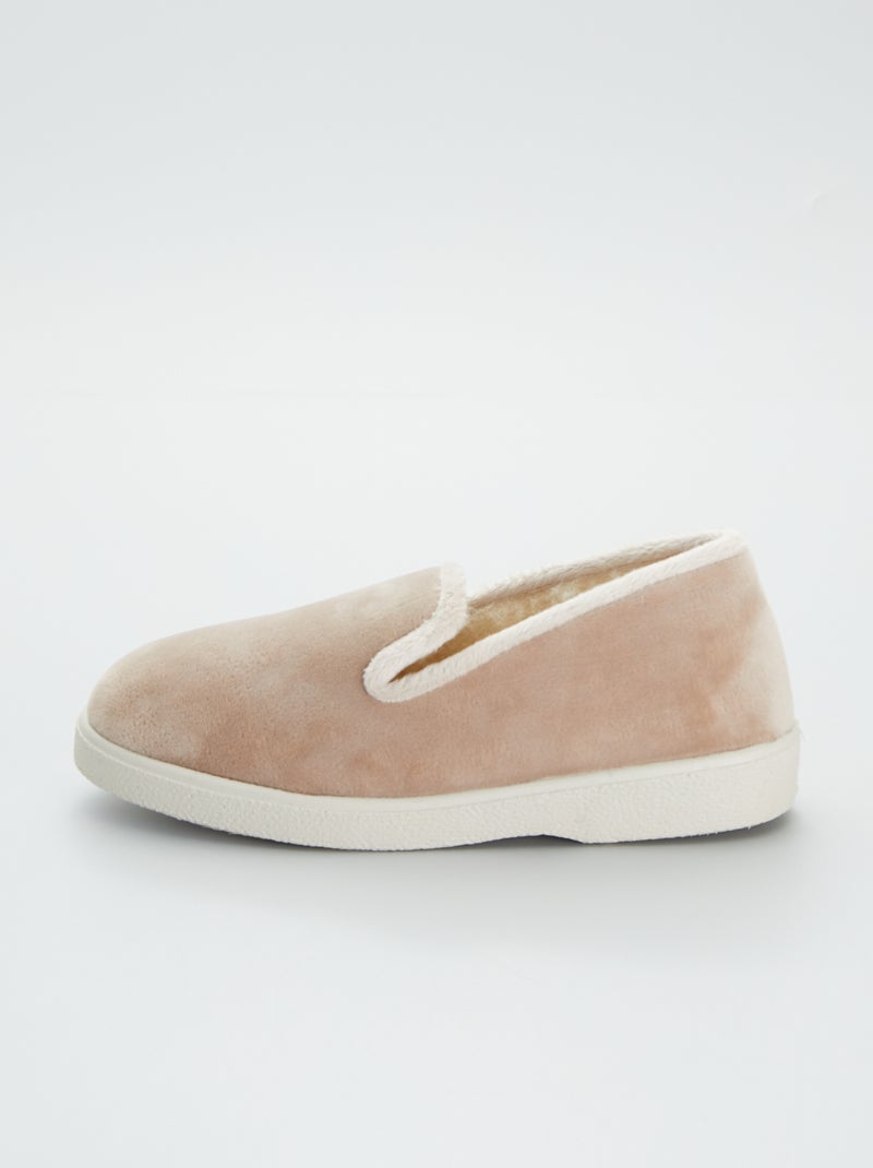 Pantufas de veludo BEGE - Kiabi