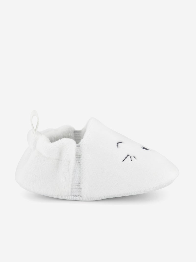 Pantufas de veludo Branco - Kiabi
