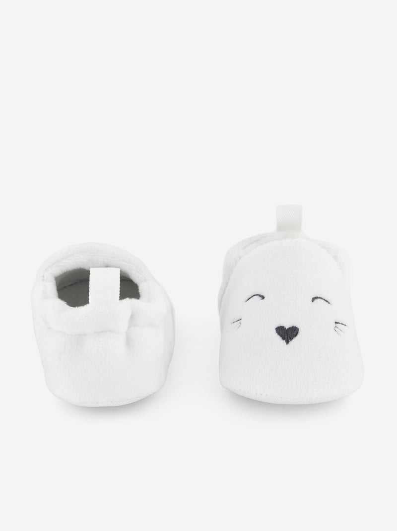 Pantufas de veludo Branco - Kiabi