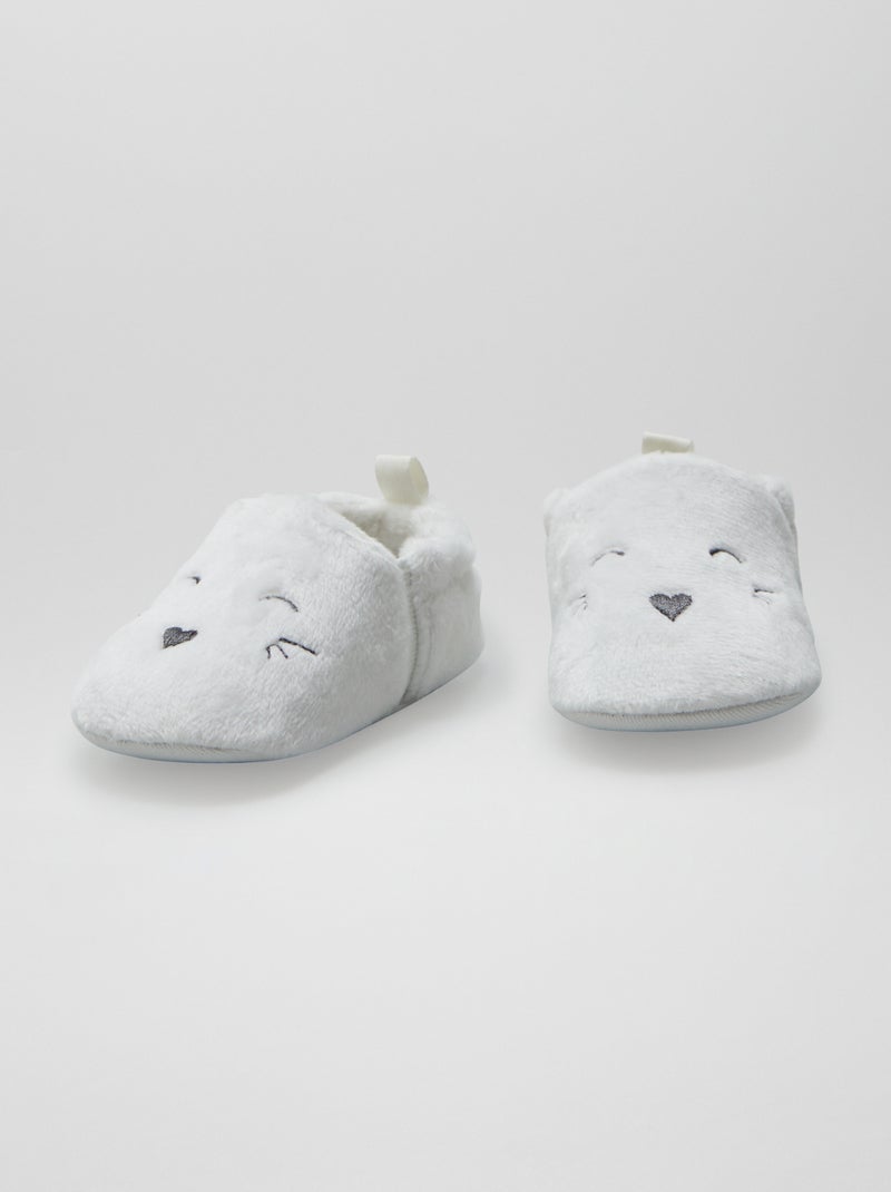 Pantufas de veludo Branco - Kiabi