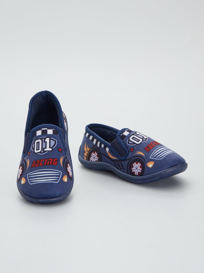 Pantufas de veludo estilo 'automóvel' Azul Naval - Kiabi
