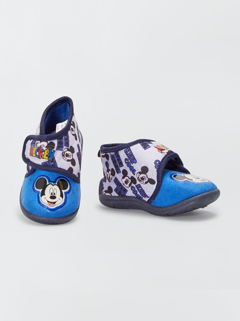 Pantufas de veludo 'Mickey' Azul Naval - Kiabi