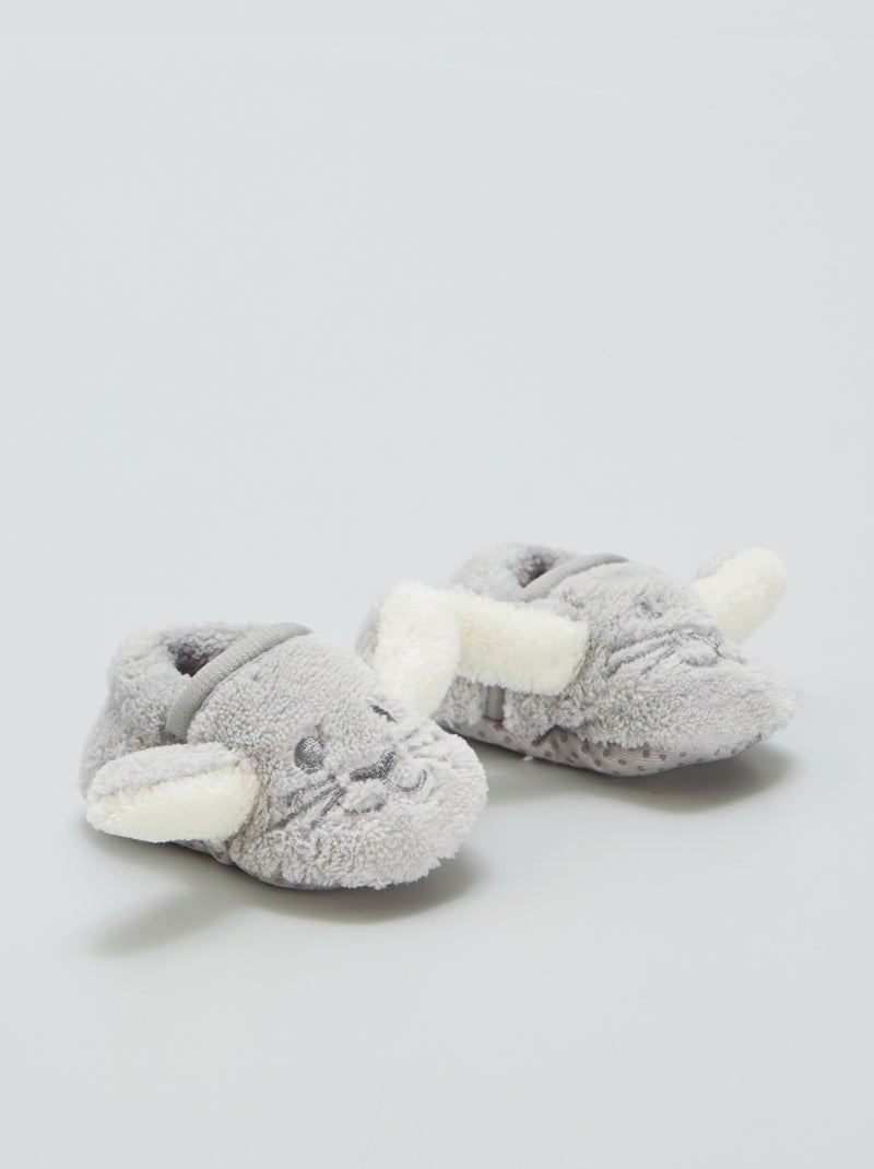 Pantufas de veludo 'rato' CINZA - Kiabi