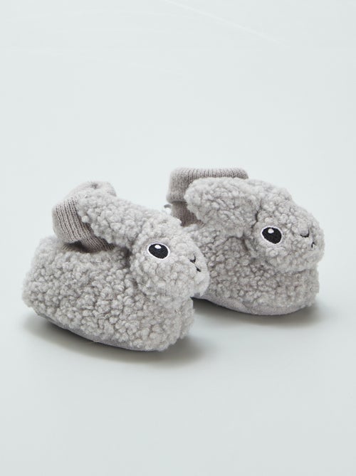 Pantufas efeito lã de carneiro 'animais' - Kiabi