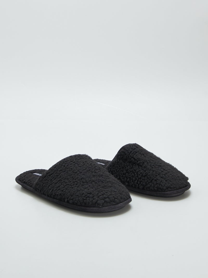 Pantufas efeito lã de carneiro AZUL - Kiabi
