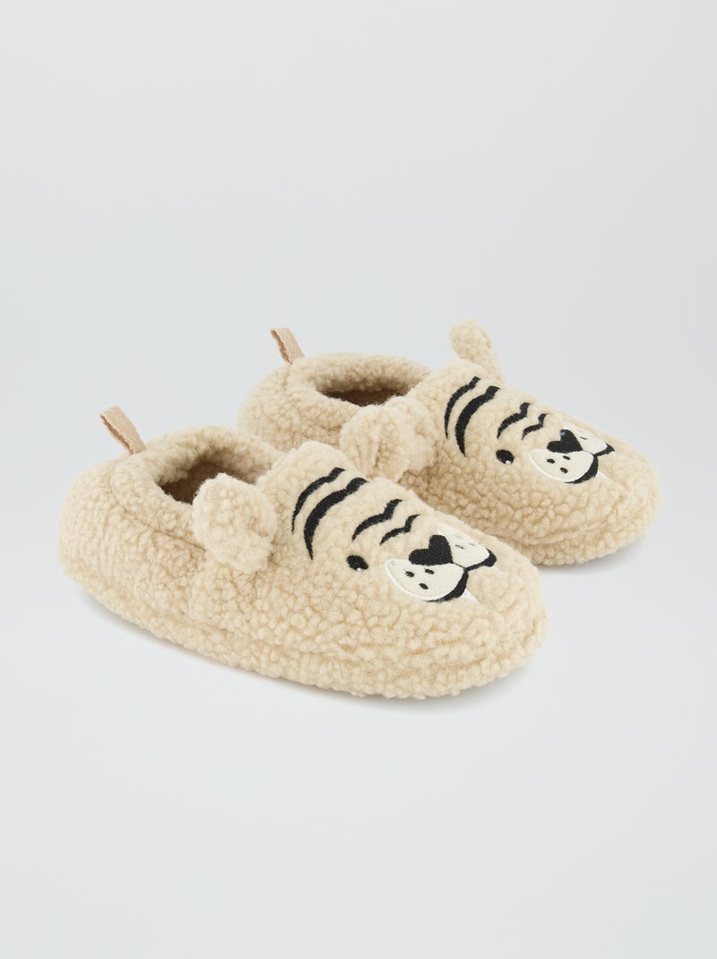 Pantufas efeito lã de carneiro BEGE - Kiabi