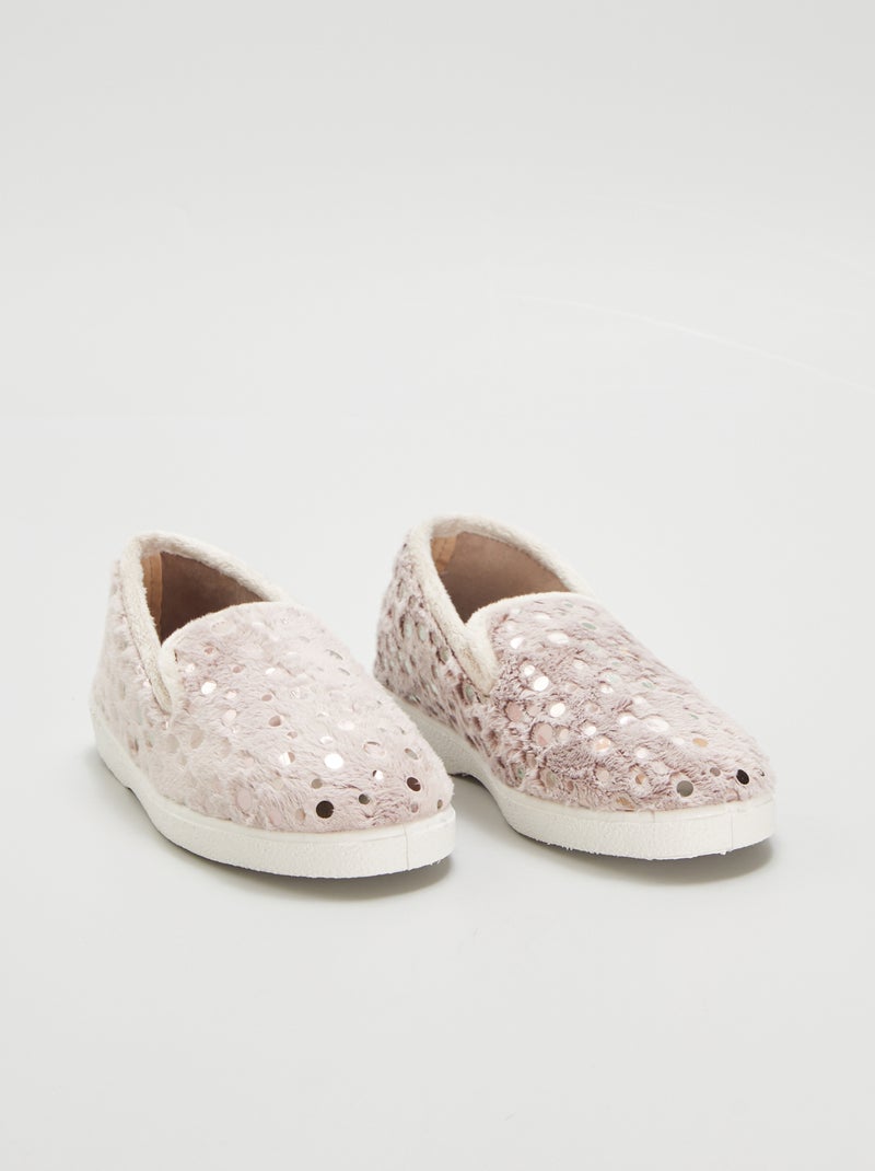 Pantufas efeito lã de carneiro BEGE - Kiabi