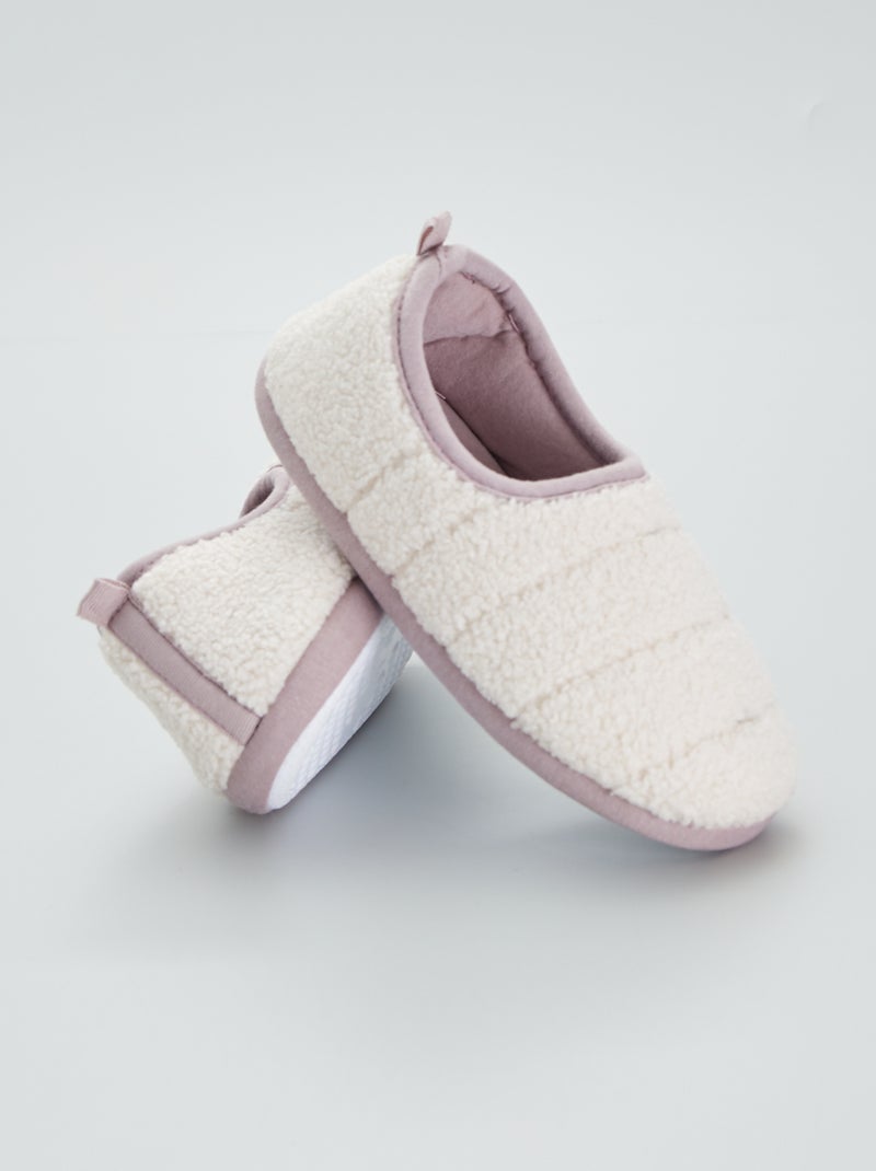 Pantufas efeito lã de carneiro borboto bege - Kiabi