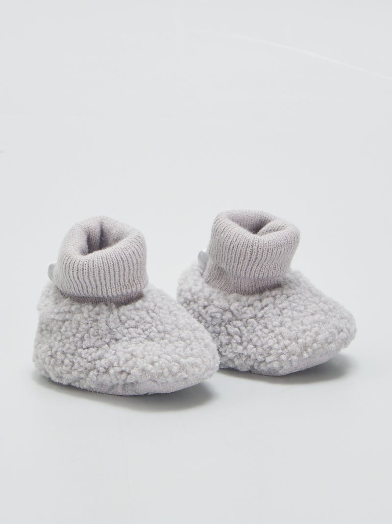 Pantufas efeito lã de carneiro CINZA - Kiabi