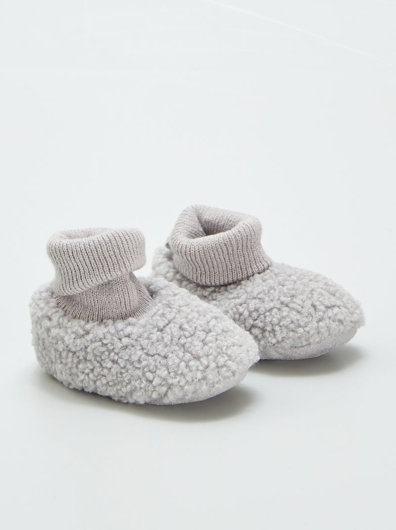 Pantufas efeito lã de carneiro CINZA - Kiabi