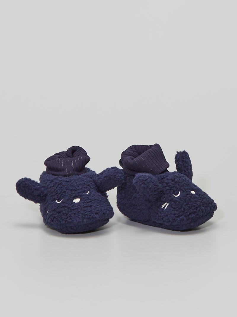 Pantufas efeito lã de carneiro 'coelho' AZUL - Kiabi
