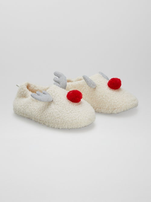 Pantufas efeito lã de carneiro 'Natal' - Kiabi