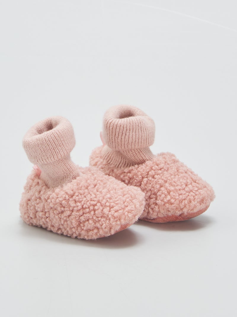 Pantufas efeito lã de carneiro ROSA - Kiabi