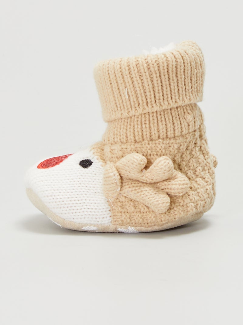 Pantufas em lã  - Natal BEGE - Kiabi