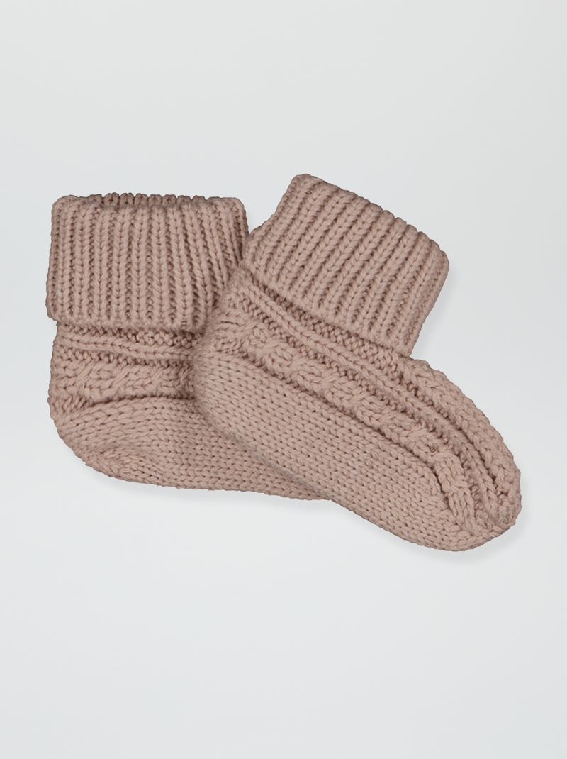 Pantufas em malha de tricô ROSA - Kiabi