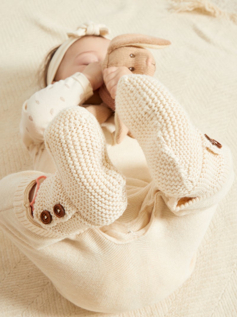 Pantufas em malha Ecru - Kiabi