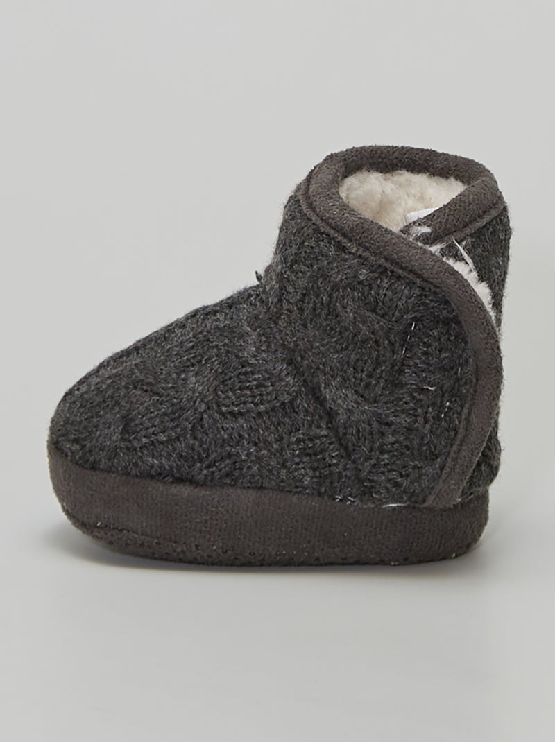 Pantufas em malha entrançada Preto - Kiabi