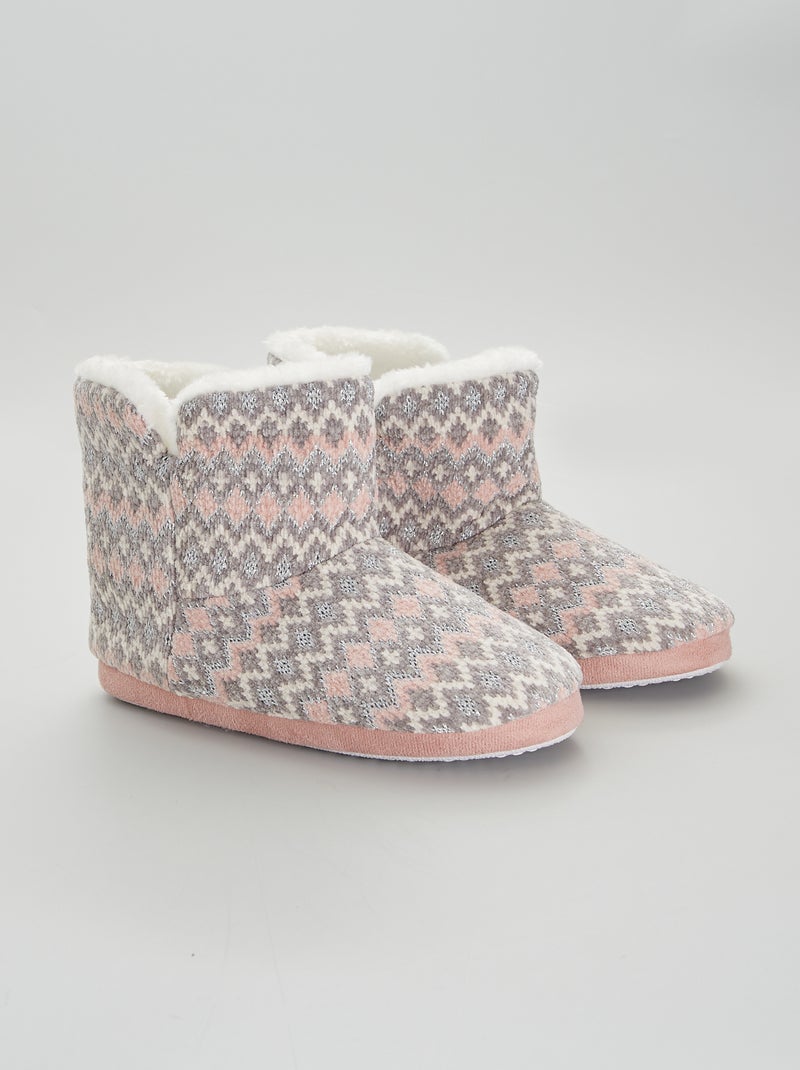 Pantufas em malha jacquard CINZA - Kiabi