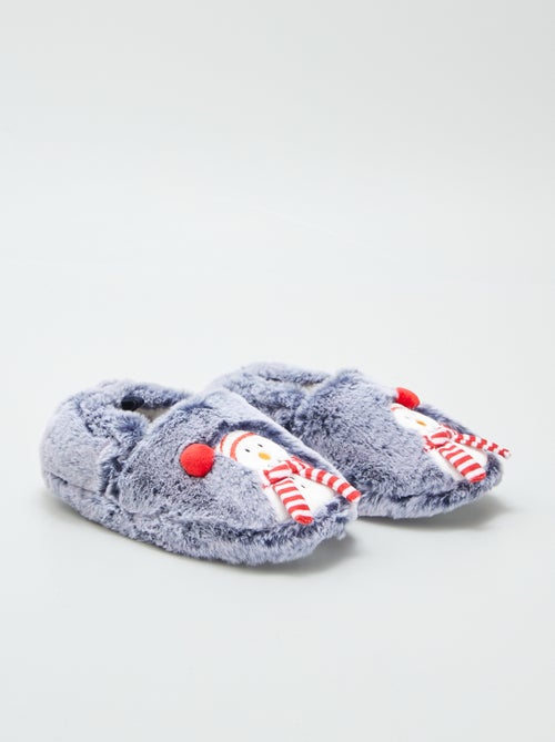 Pantufas em malha peluche 'boneco de neve' - Kiabi