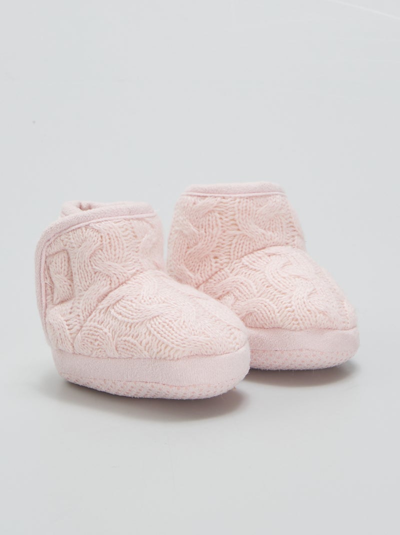 Pantufas em tricô ROSA - Kiabi