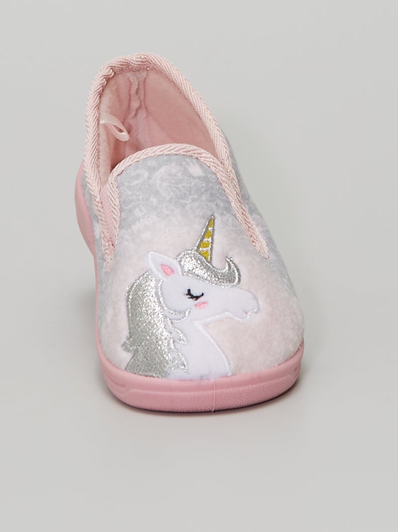 Pantufas em veludo 'unicórnio' BEGE - Kiabi