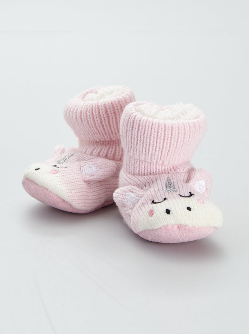 Pantufas estilo bota 'animais' Rosa - Kiabi