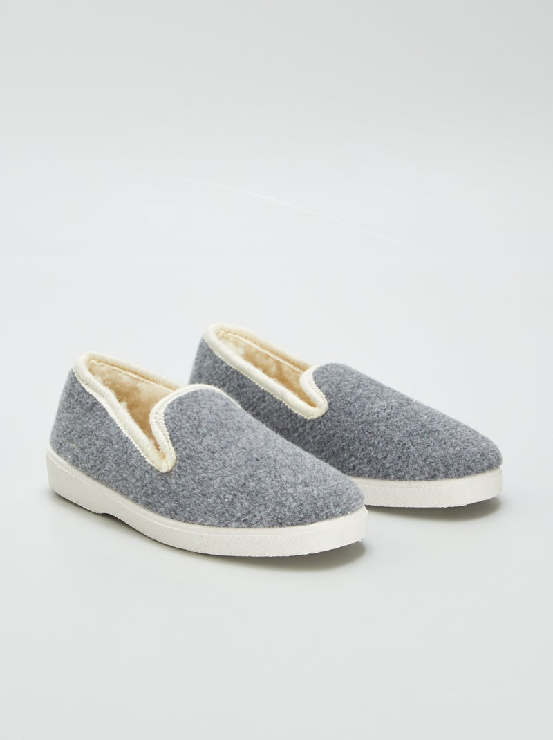 Pantufas fechadas forradas a efeito lã de carneiro CINZA - Kiabi