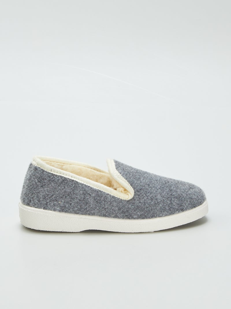 Pantufas fechadas forradas a efeito lã de carneiro CINZA - Kiabi