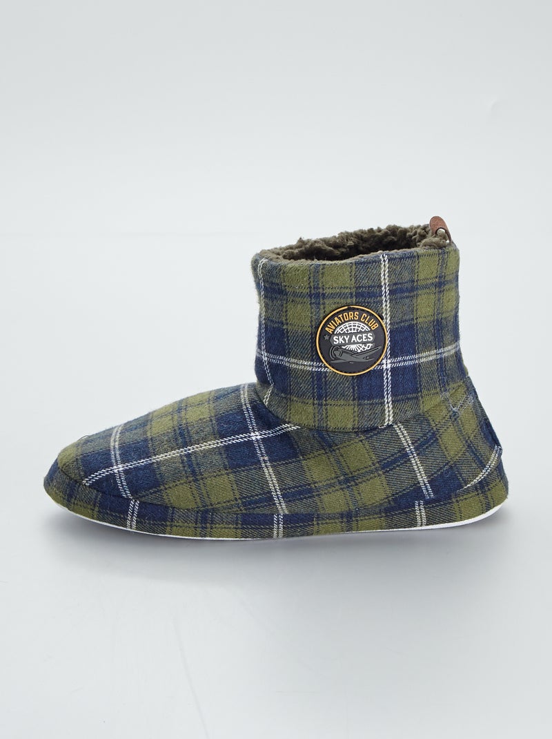 Pantufas forradas aos quadrados Caqui - Kiabi