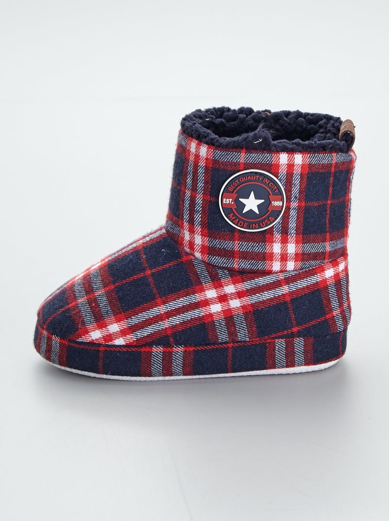 Pantufas forradas aos quadrados Vermelho - Kiabi