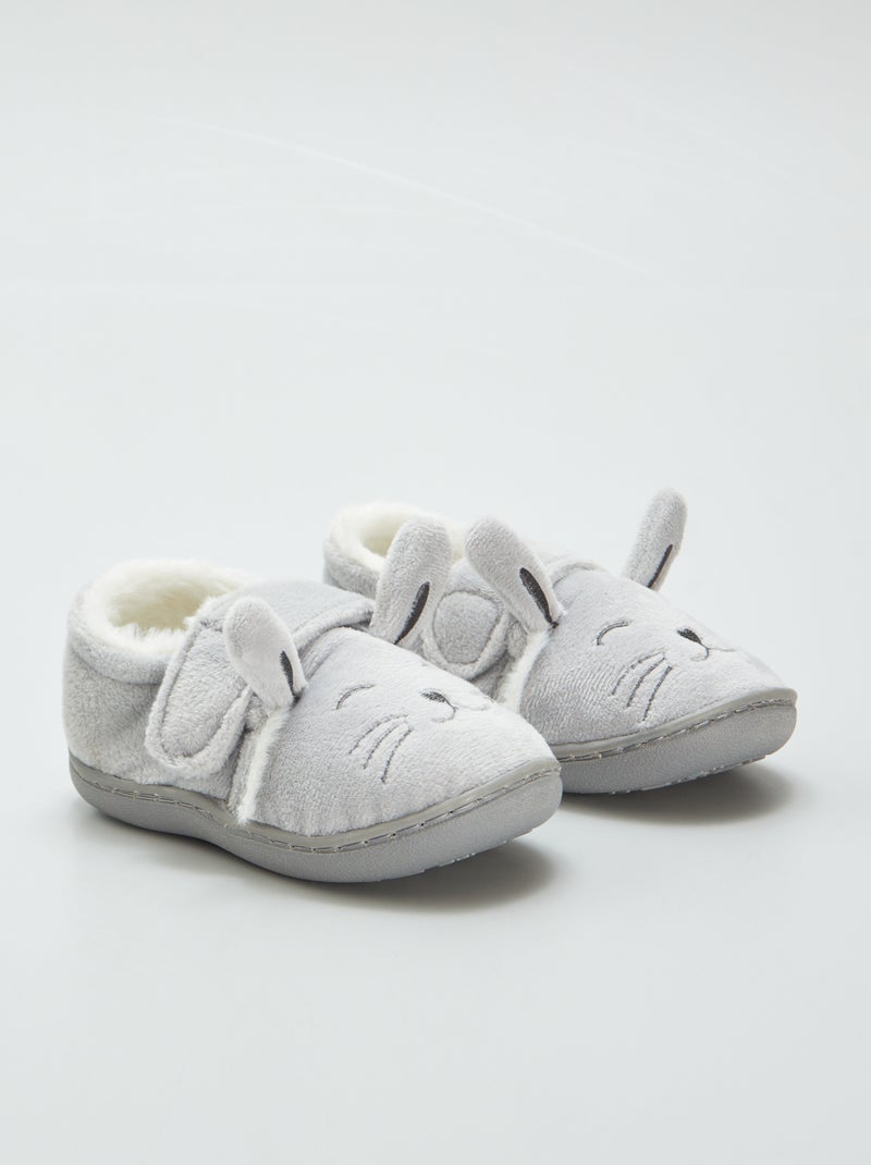 Pantufas forradas coelho CINZA - Kiabi