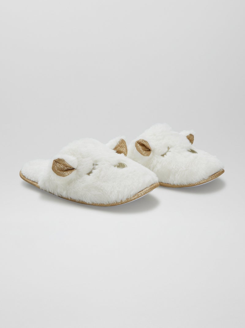 Pantufas forradas com desenho BRANCO - Kiabi